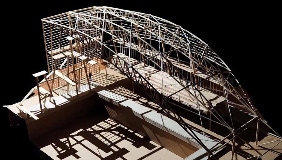 maqueta de estudio en madera y a contraluz. Proyecto de Estudiante de Proyecto IV. 
