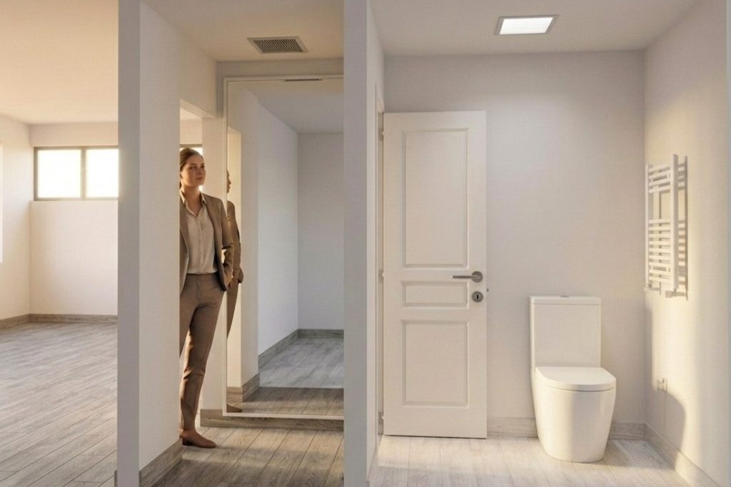 interior de baño de estilo minimalista, en remodelación de vivienda, zona Liniers