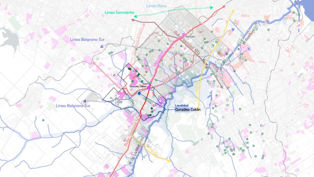mapa de análisis urbanístico de un sector de La Matanza como evaluación para Proyecto Final de Carrera de Arquitectura. UNLAM. Docente: Javier Curros Cámara y otros