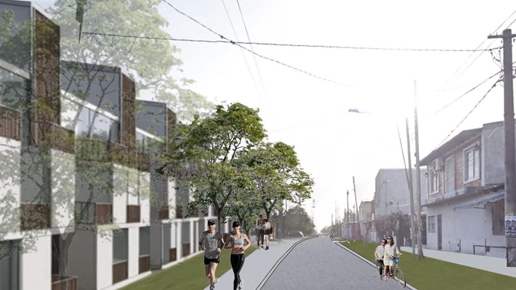 visualización y fotomontaje de proyecto vivienda social en calle de La Matanza. Proyecto Final de Carrera de Estudiantes la Unlam. Docente: Javier Curros Cámara y otros